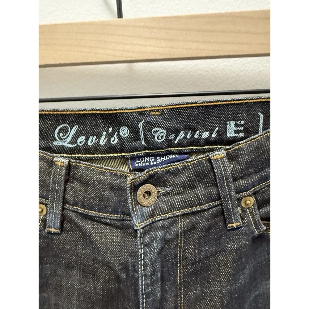 Levi's Capital E Denim Shorts Mens 31 Long Below‎ Knee Dark Wash Jeans USA Levis